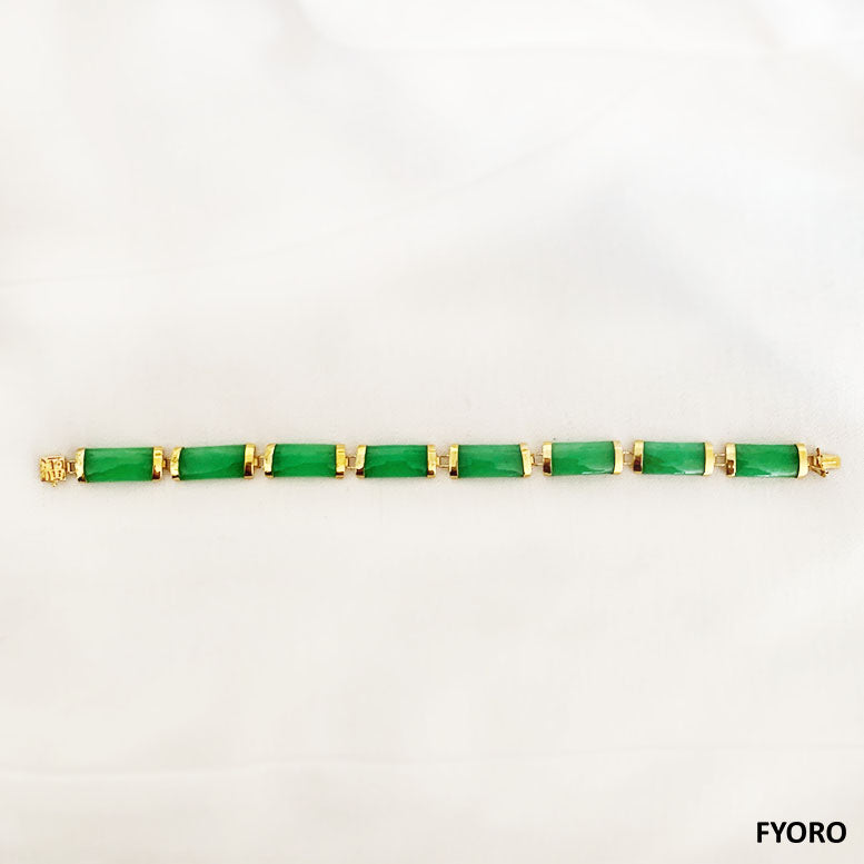 Fu Fuku Fortune Yat-Baat Jade Bracelet (with 14K Gold)