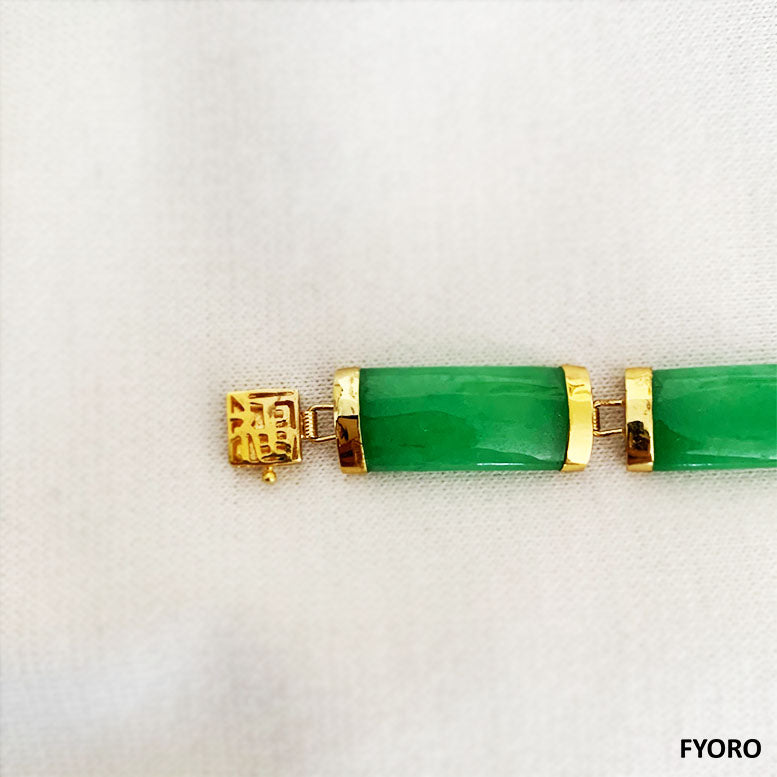 Fu Fuku Fortune Yat-Baat Jade Bracelet (with 14K Gold)