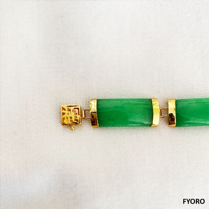 Fu Fuku Fortune Yat-Baat Jade Bracelet (with 14K Gold)