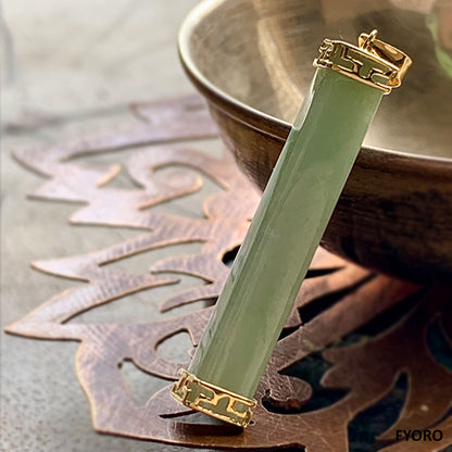 Square Pillar Spring A Jade Pendant (with 14K Yellow Gold)