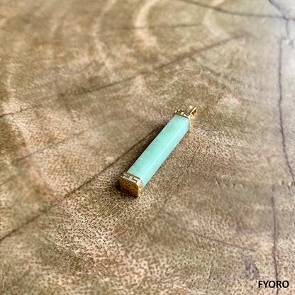 Square Pillar Spring A Jade Pendant (with 14K Yellow Gold)