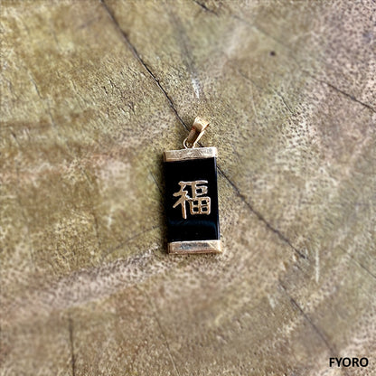 Lai See Fu Fuku Fortune Onyx Pendant (with 14K Yellow Gold)