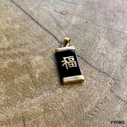 Lai See Fu Fuku Fortune Onyx Pendant (with 14K Yellow Gold)