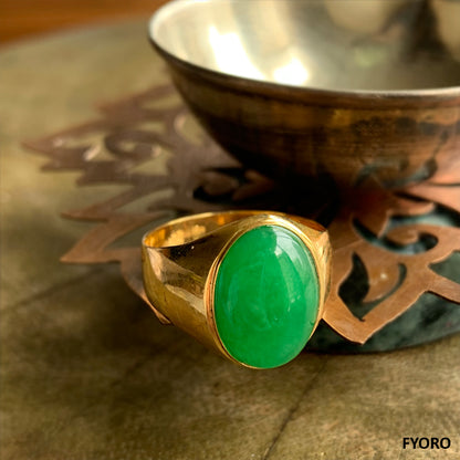 Anyang Royal Jade Ring (with 14K Yellow Gold)