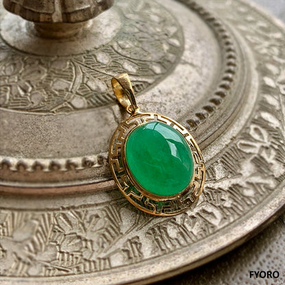 Tang Jade Pendant (with 14K Yellow Gold)