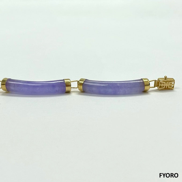 Fu Fuku Fortune (Purple) Jade Bracelet (with 14K Gold)