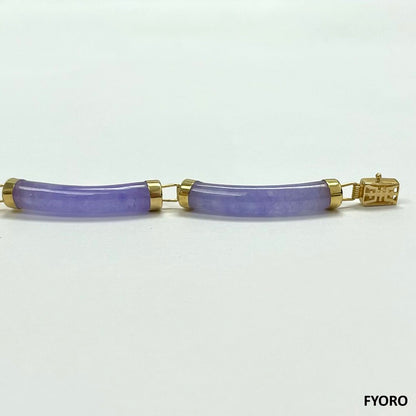 Fu Fuku Fortune (Purple) Jade Bracelet (with 14K Yellow Gold)