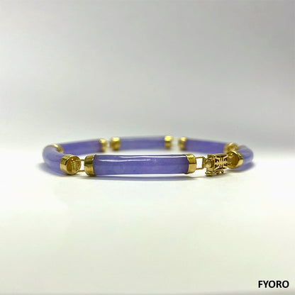 Fu Fuku Fortune (Purple) Jade Bracelet (with 14K Yellow Gold)