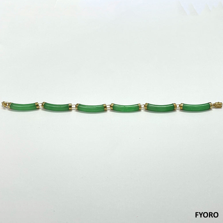 Fu Fuku Fortune Jade Bracelet (with 14K Yellow Gold)