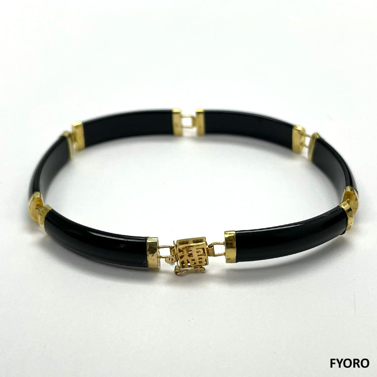 Xiao Fu Fuku Fortune Yat Onyx Bracelet (with 14K Yellow Gold)