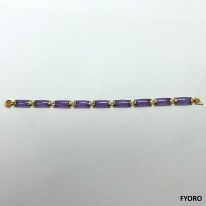 Gao Longevity (Purple) Jade Bracelet (with 14K Yellow Gold)