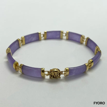 Gao Longevity (Purple) Jade Bracelet (with 14K Yellow Gold)