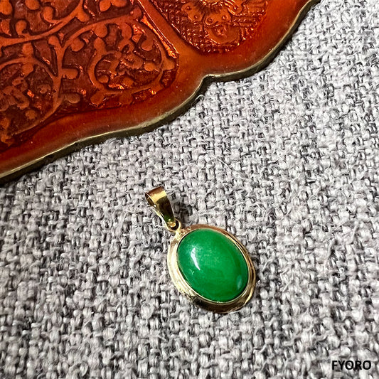 Qing Zhong Jade Pendant (with 14K Yellow Gold)