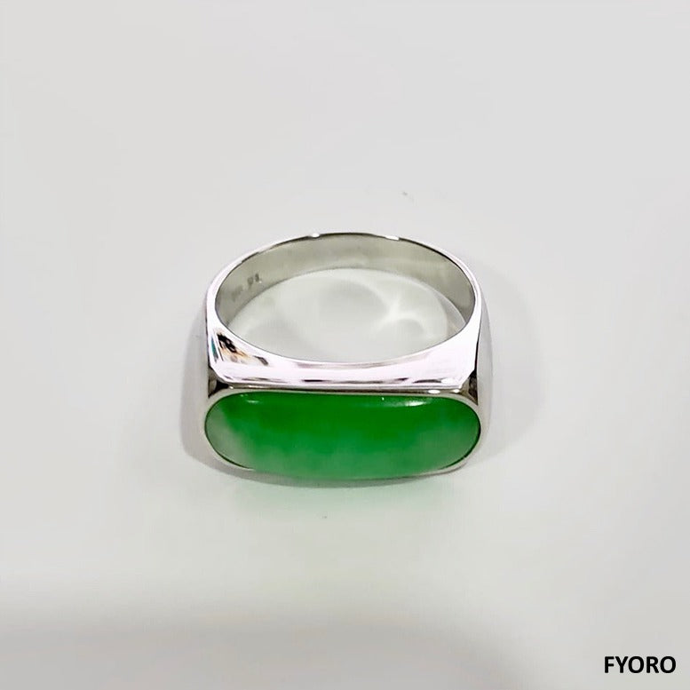 Nanjing Royal Jade Ring (with 14K White Gold)