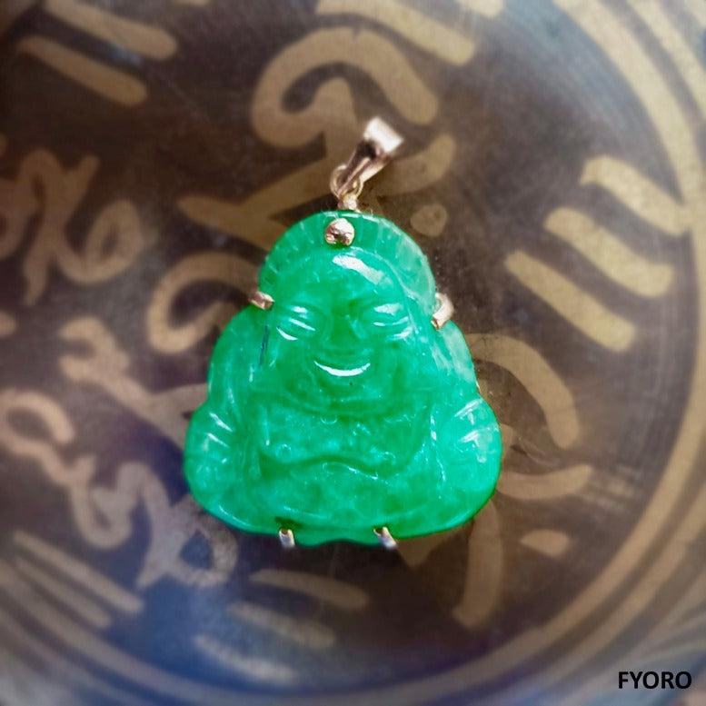 Lijiang Jade Buddha Pendant (with 14K Gold)