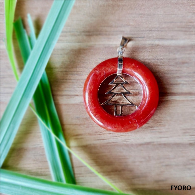 Hong Jade Shu Pendant (with 14K Yellow Gold)