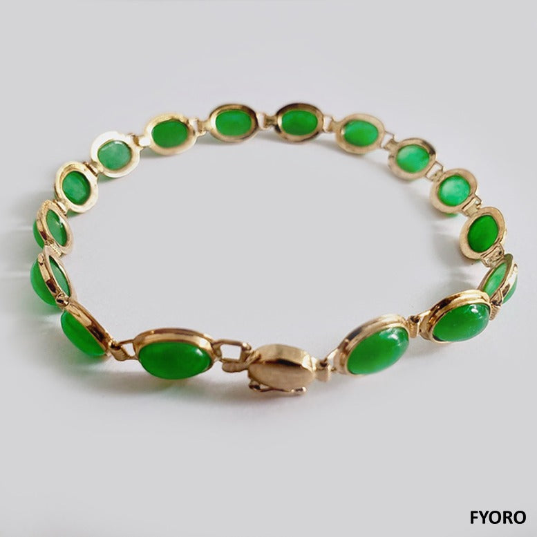 Tibetan Jade Bracelet (with 14K Yellow Gold)