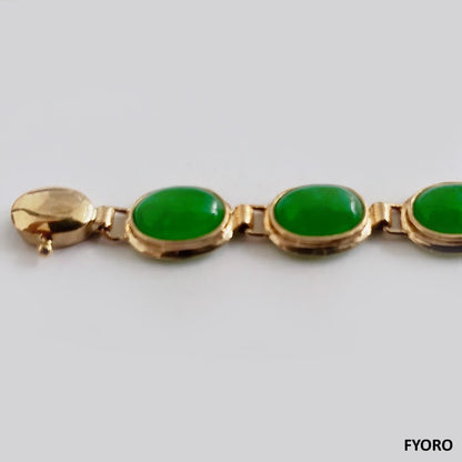 Tibetan Jade Bracelet (with 14K Yellow Gold)